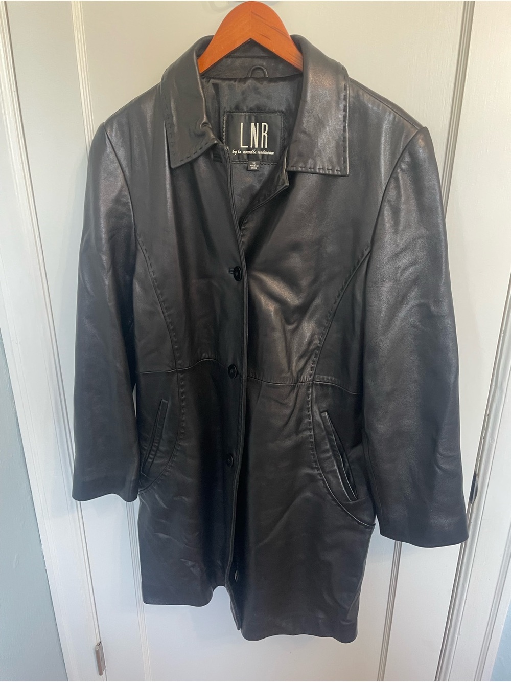LNR by La Nouvelle Renaissance Genuine Leather Coat Sz XL Black